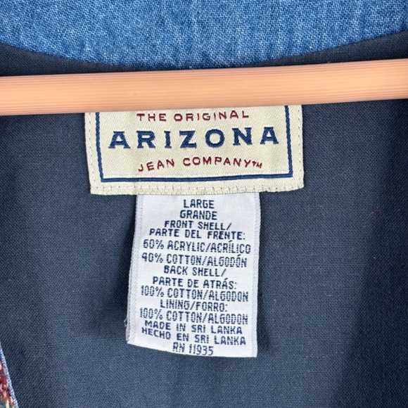 VTG 90s Arizona Jean Southwestern Denim Vest L Tapestry Western Aztec Boho Rodeo - Picture 5 of 8